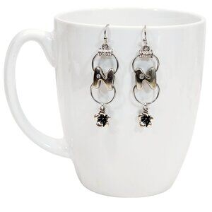 Alphabet Initial Letter N Earrings Silver Rhinestone Charms